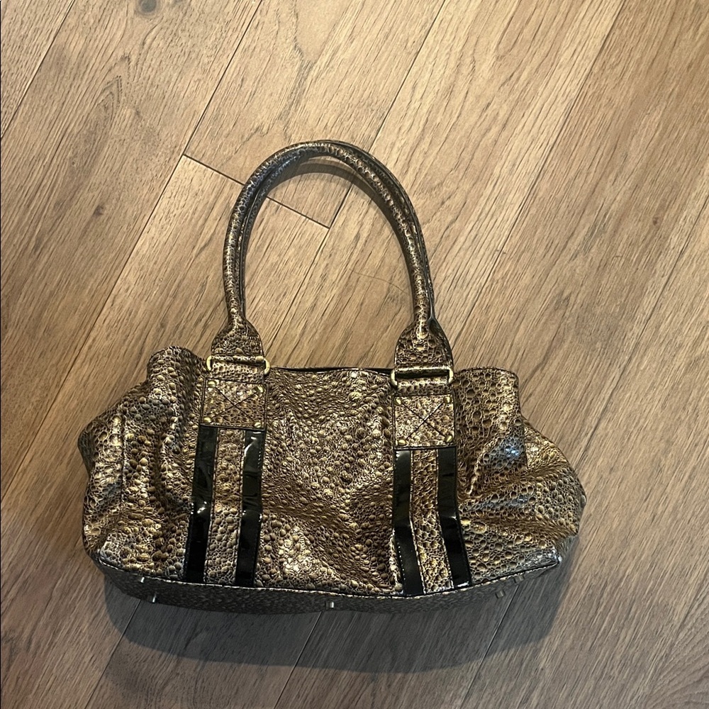 CHARLIE LAPSON metallic crocodile print purse